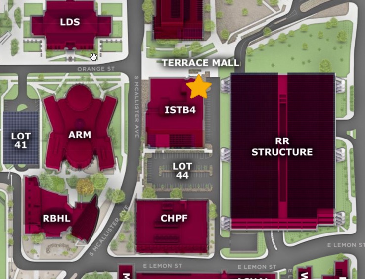 Map of ASU campus, highlighting ISTB4 as the destination